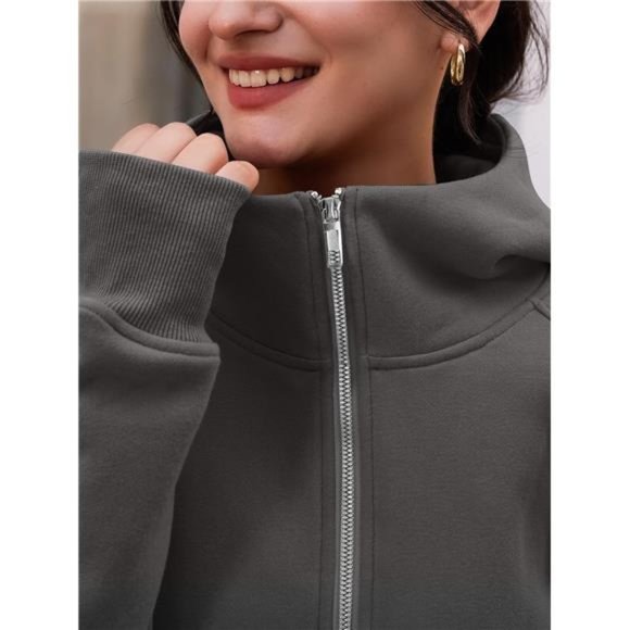 Queen‎ Womens Zip Up Hoodies Fleece Jackets Sweats Fall Outfits Sweaters Pockets - Picture 4 of 7